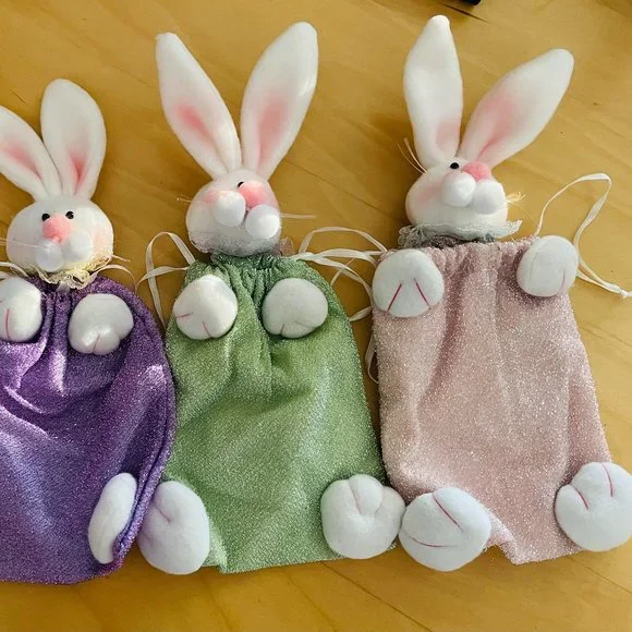 Set 4 Plush 3D Bunny Bags Easter Collection - Picture 3 of 8